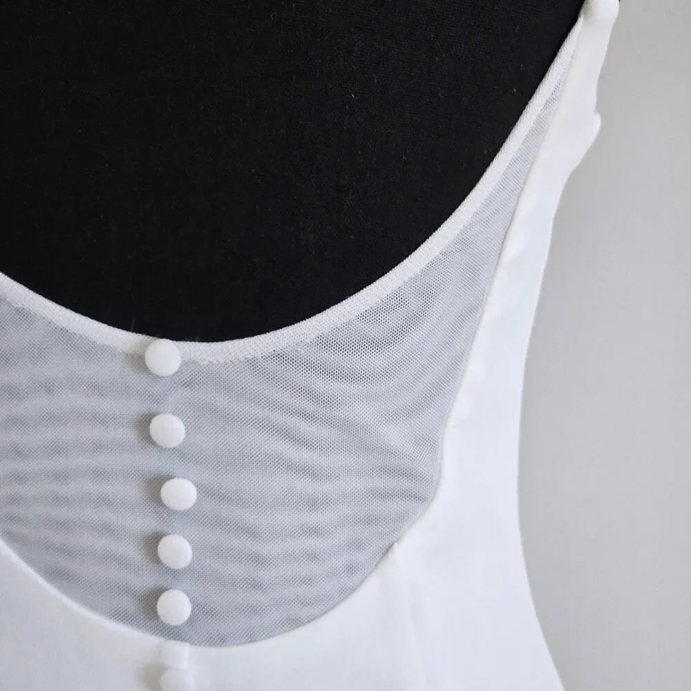 Lulus  White Sleeveless Button Back Mermaid Maxi Dress New With Tags $158 Flaw - Picture 12 of 17